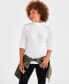 ფოტო #3 პროდუქტის Petite Mock-Neck Cotton Long-Sleeve T-Shirt, Created for Macy's