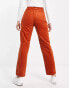 Monki slim leg corduroy trousers in rust