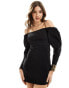 Фото #1 товара Stradivarius off shoulder mini dress in black