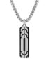 ფოტო #1 პროდუქტის Black Diamond Dog Tag 22" Pendant Necklace in Stainless Steel & Black Ion-Plate, Created for Macy's