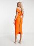 Vesper bardot midi dress in orange