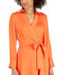 ფოტო #4 პროდუქტის Women's Long-Sleeve Satin Collared Midi Dress