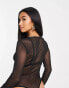 ASOS DESIGN Petite mesh bodysuit in black US 00 - фото #4