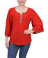 ფოტო #1 პროდუქტის Petite 3/4 Bell Sleeve Top with Stones