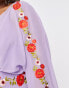 Фото #6 товара ASOS DESIGN Curve v neck batwing chiffon maxi dress with embroidery detail in lilac