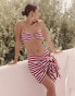 4th & Reckless x Luana Barron mala stripe mini beach sarong in cherry red