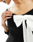 Фото #8 товара Fashionkilla white bow detail bardot mini dress in black