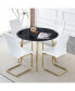 Elegant Marble-Style Glass Desk with Gold Accents