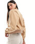 Фото #6 товара Hollister cropped wool bomber jacket in camel