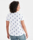 Фото #2 товара Women's Printed Short-Sleeve Henley Top, Created for Macy's