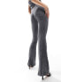 COLLUSION washed rib flare leggings in grey