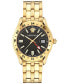ფოტო #1 პროდუქტის Men's Swiss Greca Time GMT Gold Ion Plated Stainless Steel Bracelet Watch 41mm
