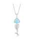 Фото #1 товара Sterling Silver Larimar and CZ Fish Skeleton Necklace