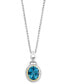 ფოტო #1 პროდუქტის EFFY® Blue Topaz (5-7/8 ct. t.w.) & Diamond (1/10 ct. t.w.) Halo 18" Pendant Necklace in Sterling Silver & 18k Gold-Plate
