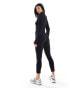 ASOS 4505 Petite seamless rib long sleeve all in one with zip front in black