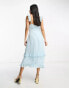 Фото #2 товара Hope & Ivy dobby spot frill midi dress in duck egg blue