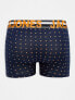 Jack & Jones 3 pack printed trunks in navy