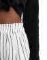 Bershka cotton longline shorts in white stripe