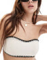 Фото #2 товара Stradivarius bandeau bikini top with contrast stitch in ecru