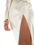 Фото #5 товара ASOS DESIGN satin maxi skirt with high side split co-ord in ivory