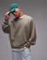 Topman relaxed fit sweatshirt in washed khaki