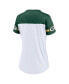 ფოტო #4 პროდუქტის Women's White Green Bay Packers Dueling Slant V-Neck Lace-Up T-shirt