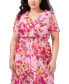 Фото #4 товара Plus Size V-Neck Floral-Print Chiffon Jumpsuit