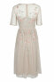 Фото #3 товара Adrianna Papell Floral Beading Tea-Length Cocktail Dress Biscotti 10