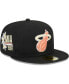 Men's Black Miami Heat Floral Side 59FIFTY Fitted Hat