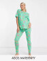 ASOS DESIGN Maternity dino & lobster oversized tee & legging pyjama set in green