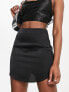 ASOS DESIGN satin mini skirt with curved hem in black