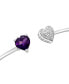 ფოტო #3 პროდუქტის Amethyst (1/10 ct. t.w.) & Diamond Accent Heart Cuff Bangle Bracelet in Sterling Silver