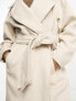 ASOS EDITION belted longline wool mix coat in cream