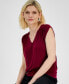 Petite V-Neck Ruched-Shoulder Top, Created for Macy's rhodolite, P/M - фото #3