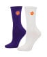 ფოტო #2 პროდუქტის Women's Purple, White Clemson Tigers 2-Pack Quarter-Length Socks