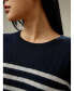 Фото #3 товара Women's Drop-Shoulder Striped Cashmere Sweater