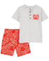 Фото #3 товара Комплект для мальчиков Carter's Toddler - футболка Henley и шорты с ананасами
