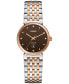 ფოტო #1 პროდუქტის Women's Swiss Florence Classic Diamond (1/20 ct. t.w.) Two-Tone Stainless Steel Bracelet Watch 30mm