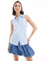 Фото #1 товара JDY cap sleeve pleated shirt in blue