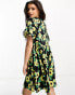 Фото #2 товара New Look jersey smock mini dress in yellow sunflower print