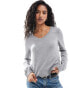 Stradivarius v neck jumper in grey grau, S - фото #1