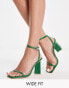 RAID Wide Fit Emor mid heel sandals in green croc