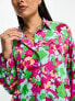 ONLY oversized beach shirt in pink floral