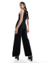 Pretty Lavish tie back wide leg jumpsuit in black