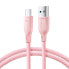 Фото #1 товара Kabel przewód Multi-Color Series USB-A - USB-C 100W szybki transfer 1m różowy
