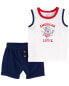 Фото #2 товара Baby 2-Piece 4th Of July Tank & Short Set 6M