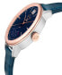 ფოტო #2 პროდუქტის Men's Rovescio Blue Leather Watch 42mm