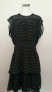 Auqua Women's Flutter Sleeve Layered Smocked Waist Dress Black Multi L