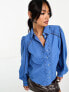 Y.A.S embroidered shirt with laced ladder detailing in blue