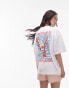 Topshop premium graphic ranch girl super oversized tee in white